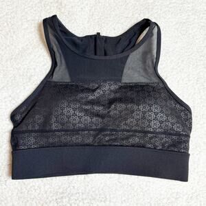 zyia | all star black patterned zip up back padded high-impact sports bra